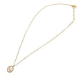 Gold Plated Logo Rhinestones Pendant Necklace
