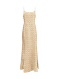 Kristina Ti Patterned Viscose-Silk Dress — Beige