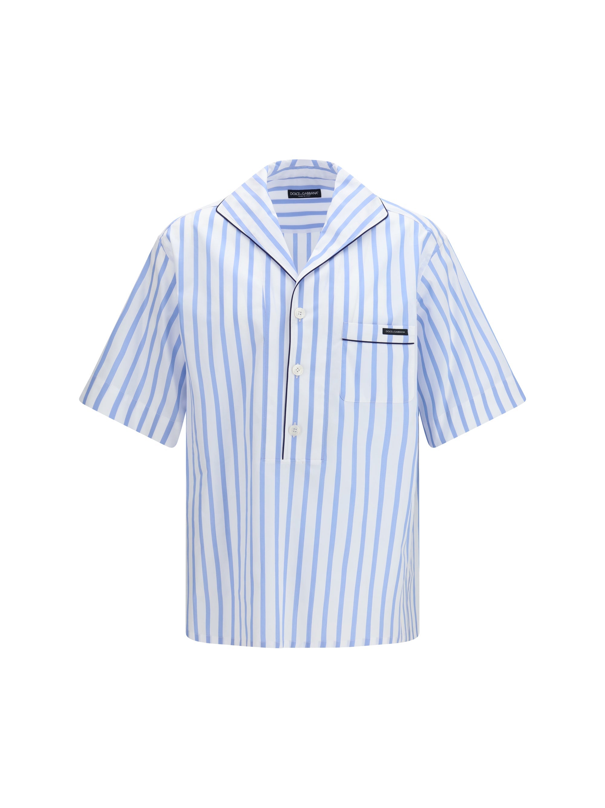 Dolce & Gabbana Striped Cotton-Silk Shirt — Blue