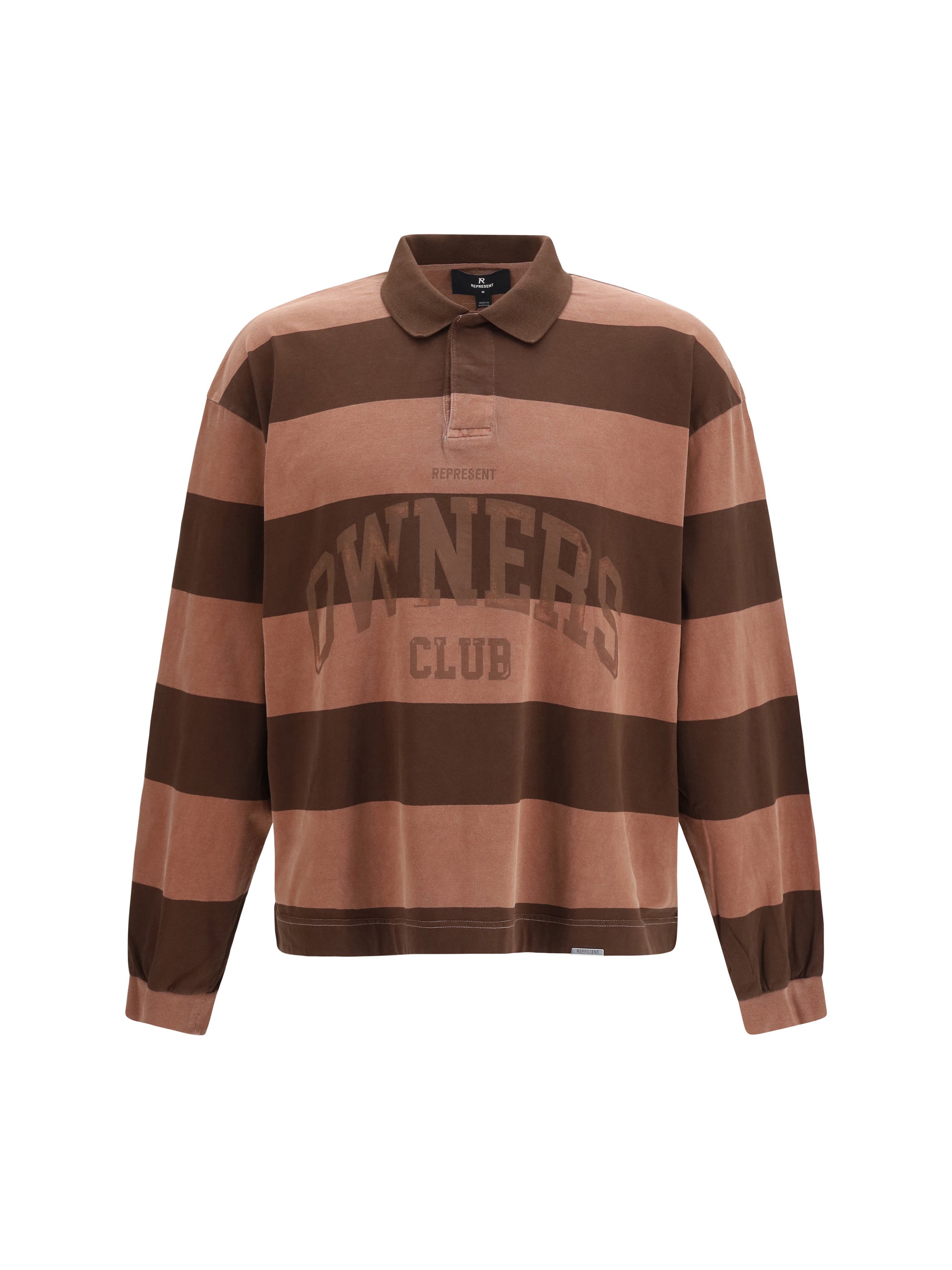 Represent Striped Rugby Polo Shirt — Bronze