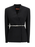Max Mara Studio Double-Breasted Cady Blazer — Black