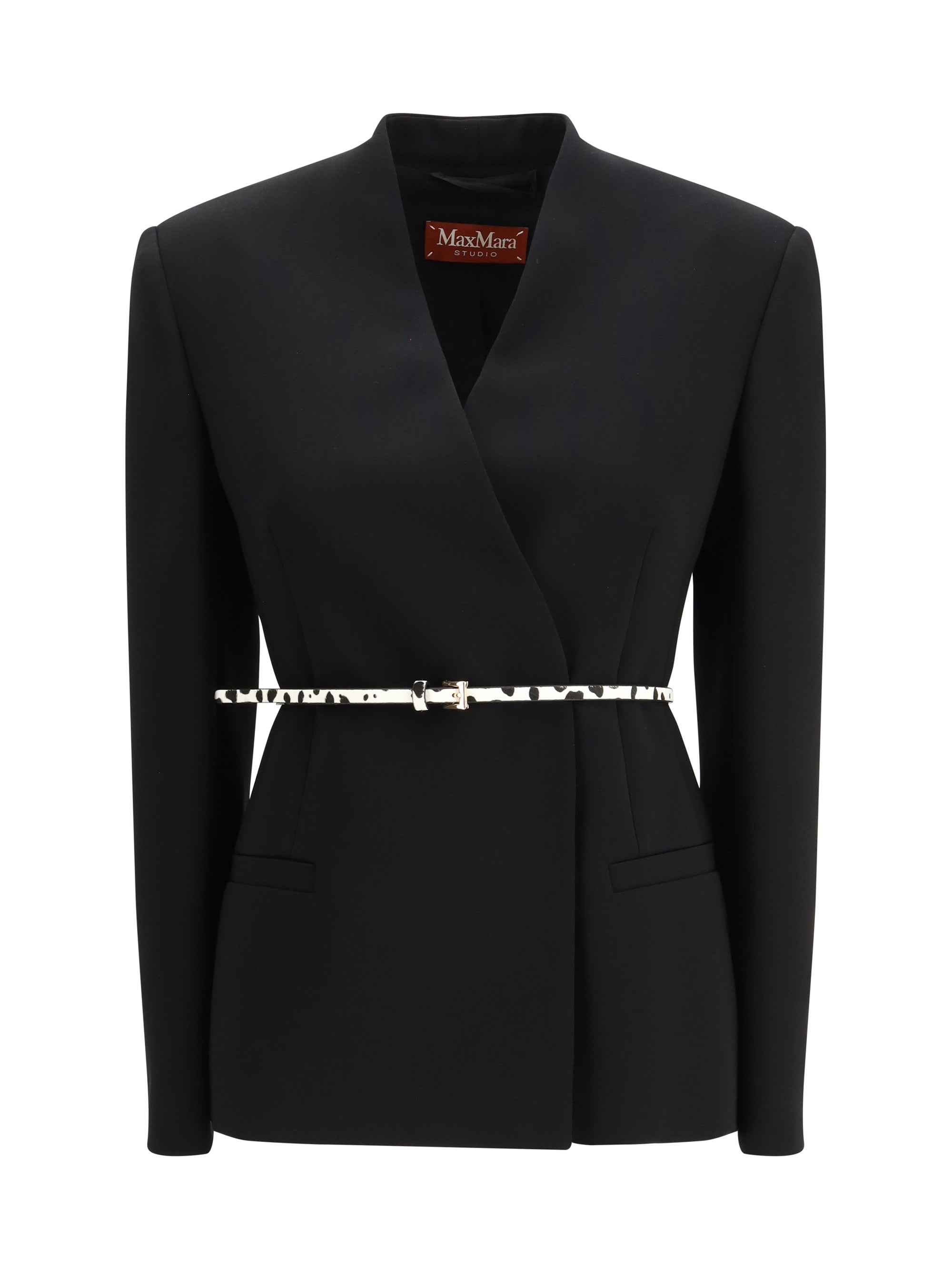 Max Mara Studio Double-Breasted Cady Blazer — Black