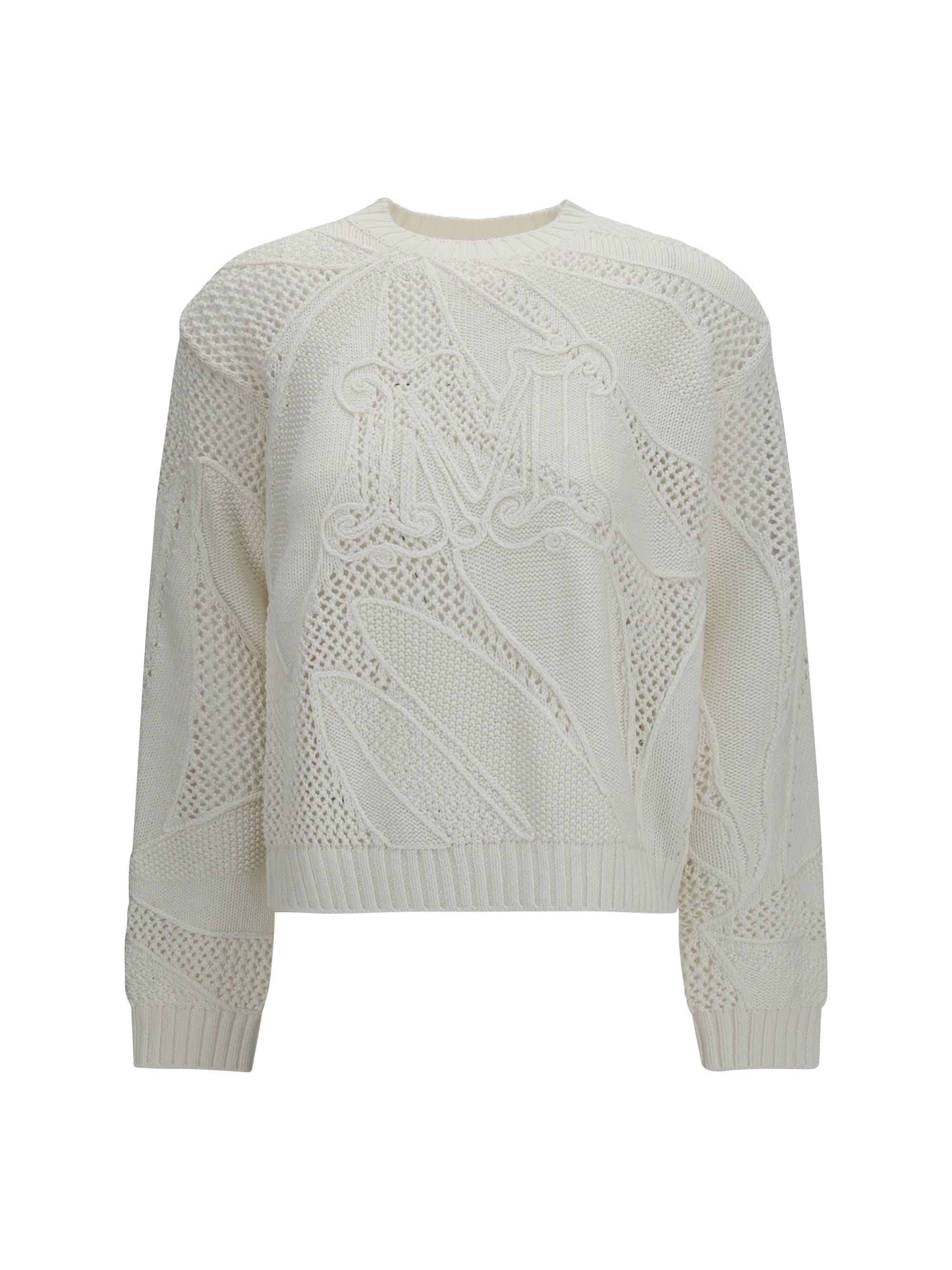 Max Mara Open-Knit Cotton Sweater — White