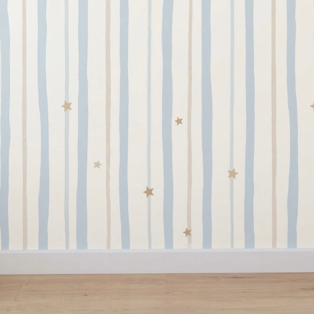 Papel Pintado Infantil Rayas y Estrellas