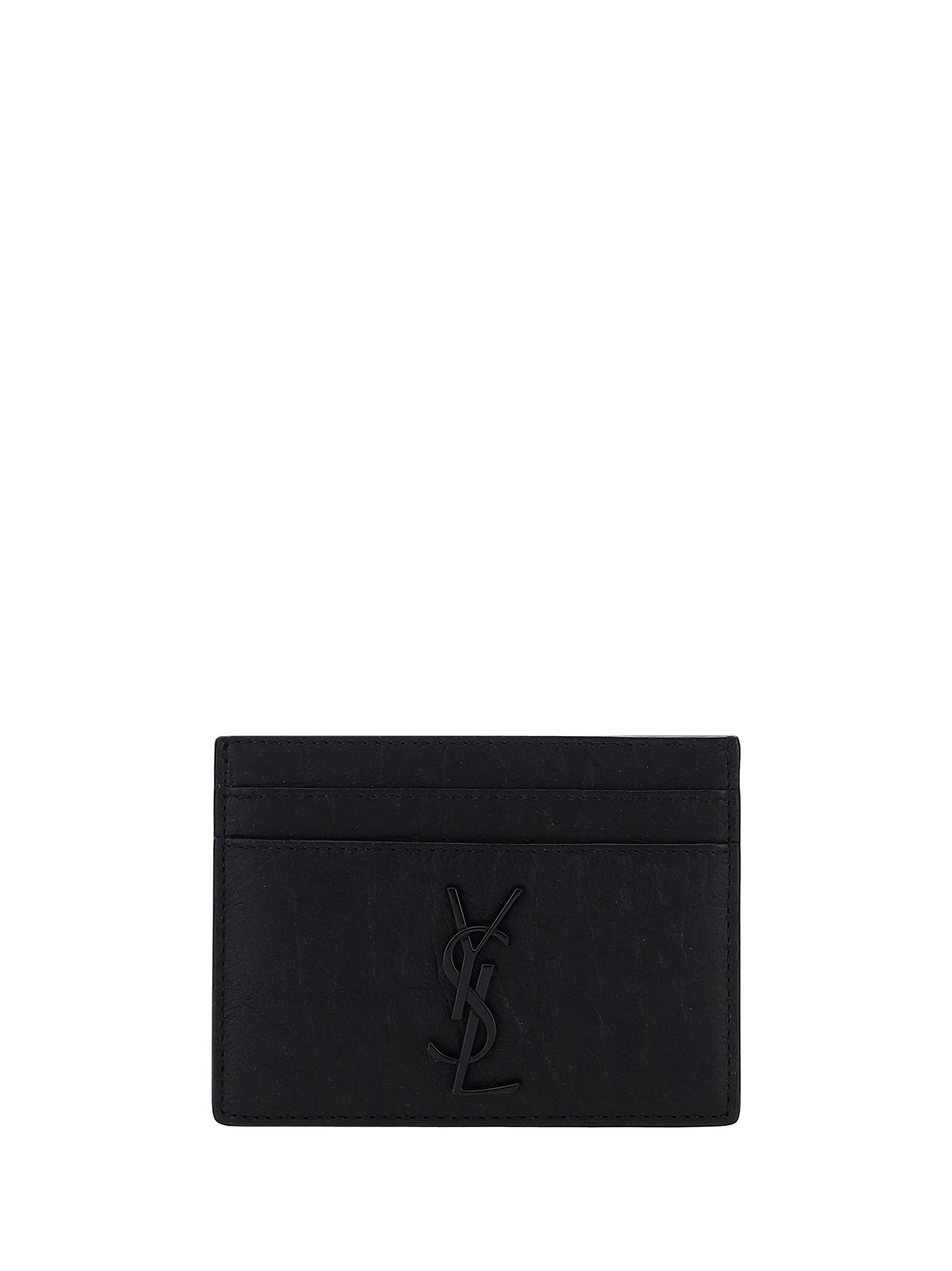 Saint Laurent Embossed Logo Card Case — Black