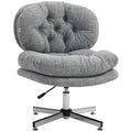 Armless Office Chair, Computer Desk Chair with Wide Padded Seat & Adjustable Height, Grey