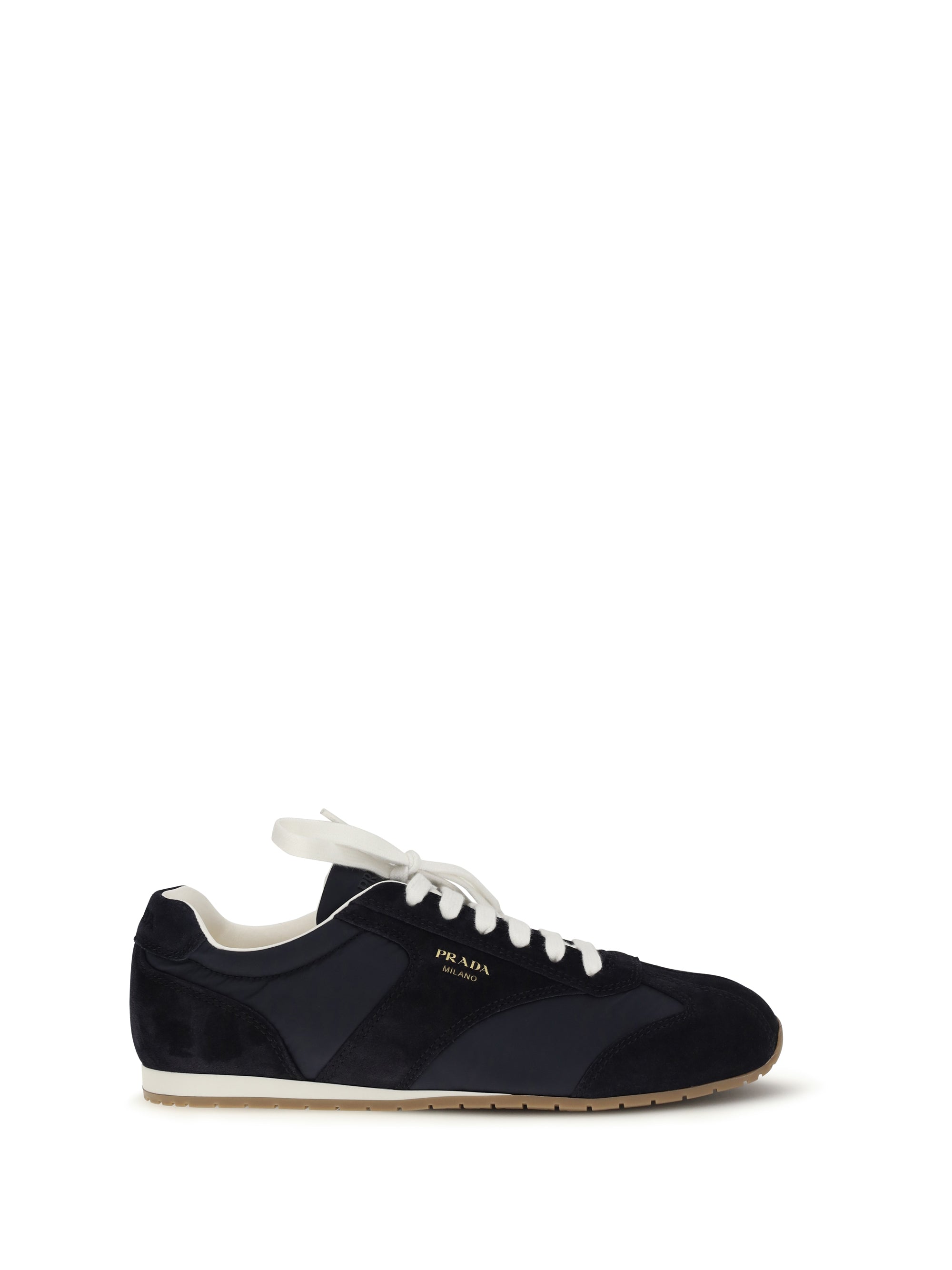Prada Suede and Nylon Mixed Material Sneaker — Black