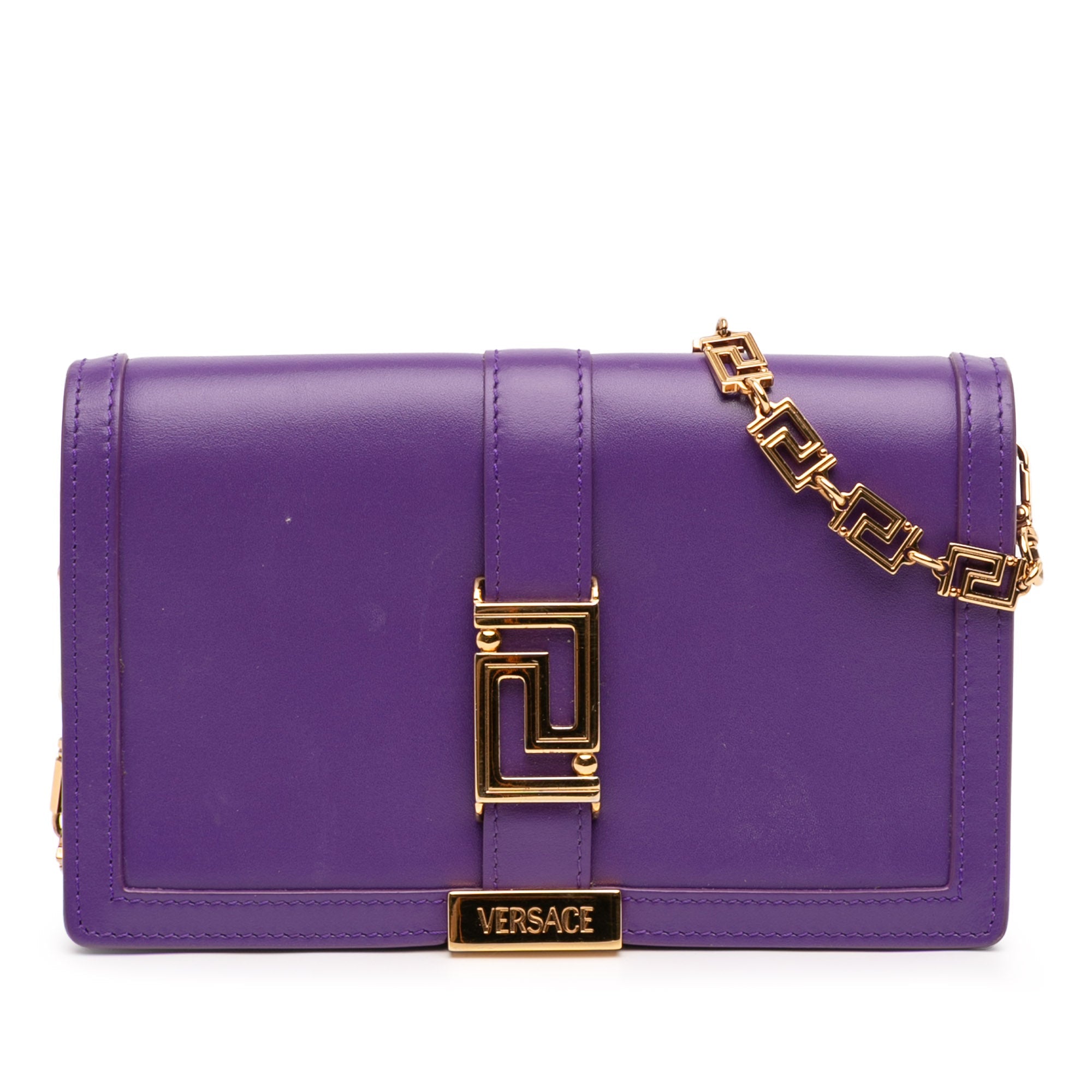 Leather Greca Goddess Wallet on Chain