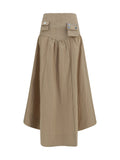 Ganni Corset-Detail and Ruched Skirt — Beige