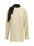 Valentino Polka Dot with Side Bow Blouse — Beige
