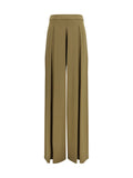 Max Mara Pure Technical Jersey Wide-Leg Trousers — Beige