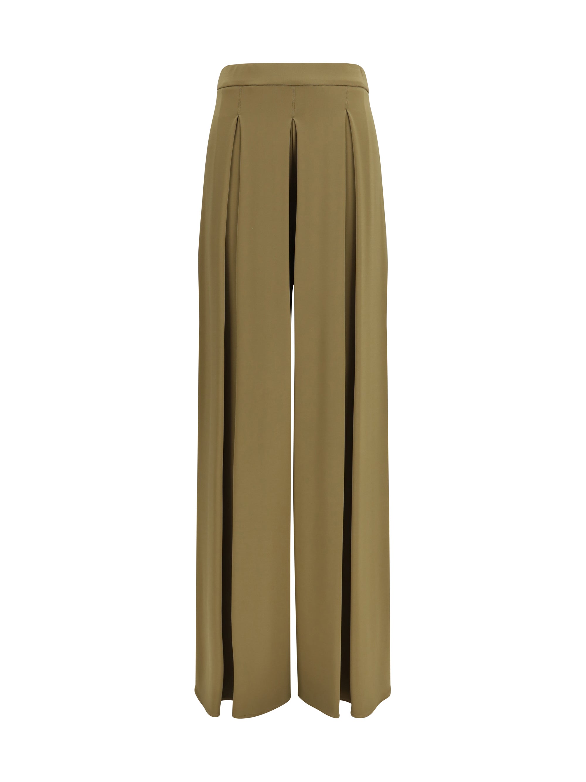 Max Mara Pure Technical Jersey Wide-Leg Trousers — Beige