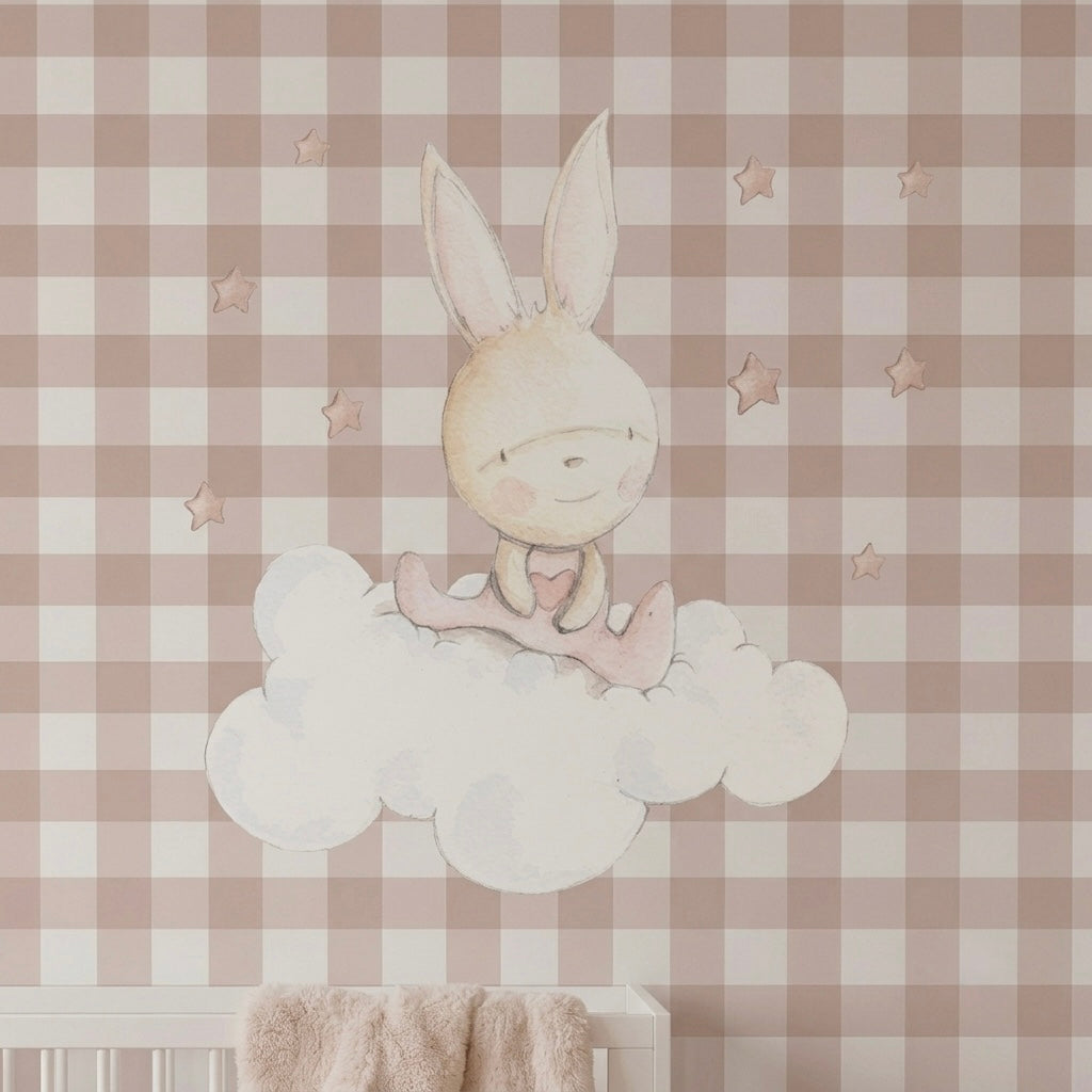 Papel Pintado Infantil Cuadros Vichy acuarela