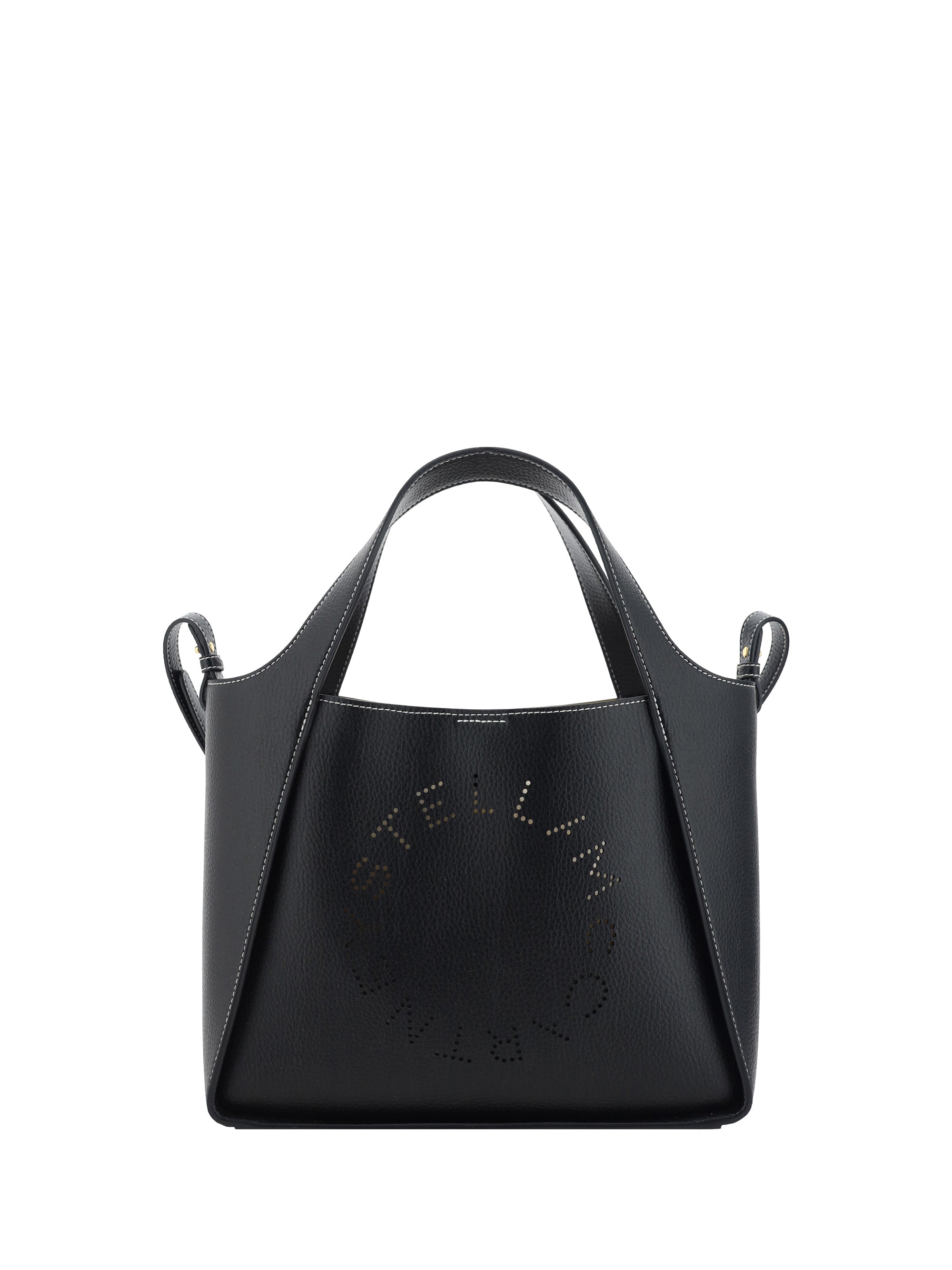 Stella McCartney Perforated-Logo Faux Leather Shoulder Bag — Black
