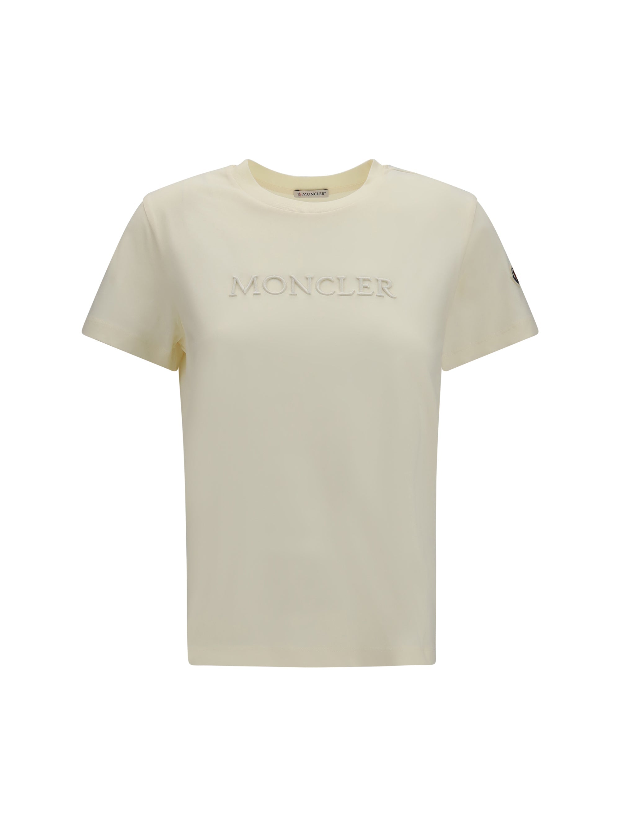 Moncler Tone-On-Tone Embroidered Logo T-Shirt — White