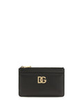 Tarjetero de piel de becerro Dolce & Gabbana con logotipo en relieve — Negro