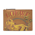 Paulas Ibiza Leather Lion and Floral Print Clutch