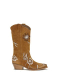 P.A.R.O.S.H. Floral-Embroidered Suede Boot — Brown