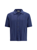 Piacenza Cashmere Ajour-Detailed Cotton Polo Shirt — Navy