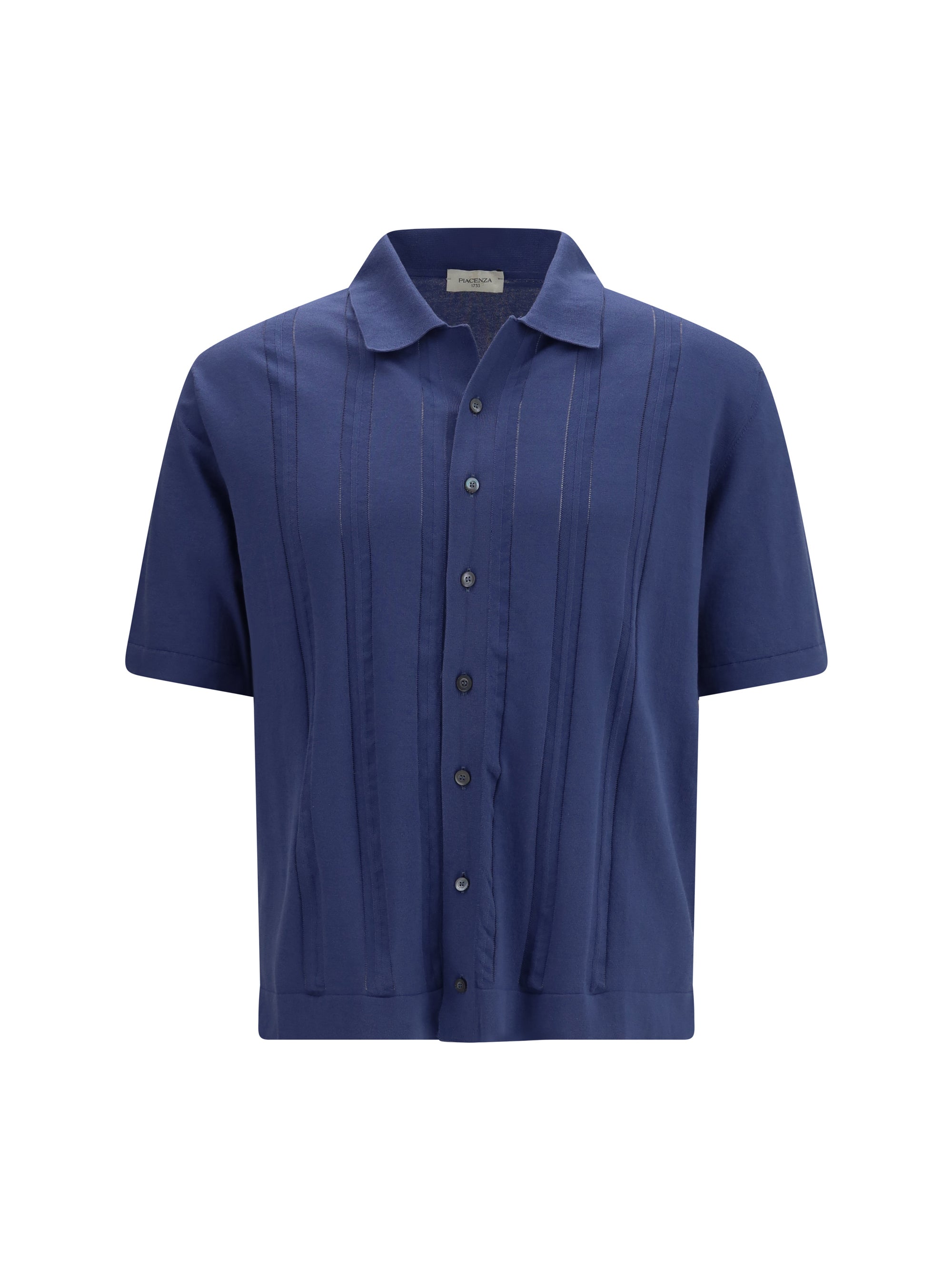 Piacenza Cashmere Ajour-Detailed Cotton Polo Shirt — Navy