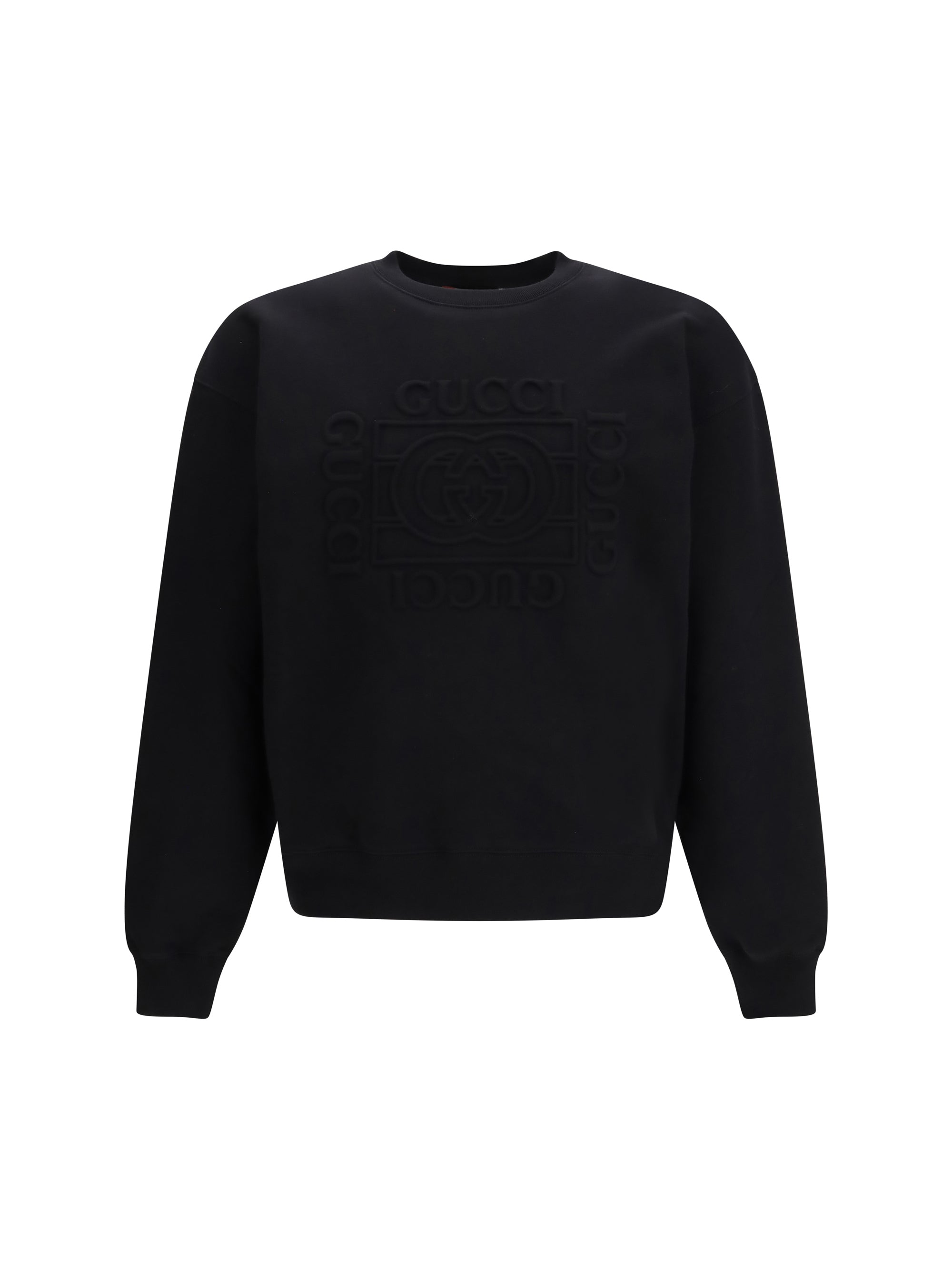 Gucci Logo-Embroidered Cotton Sweatshirt — Black