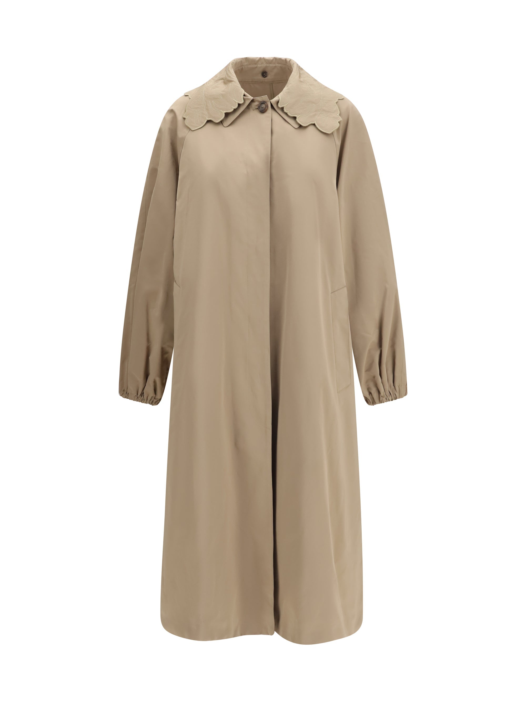 Fabiana Filippi Ottoman Detachable-Collar Trench Coat — Beige