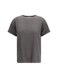 Brunello Cucinelli Cashmere Glitter T-Shirt — Gray