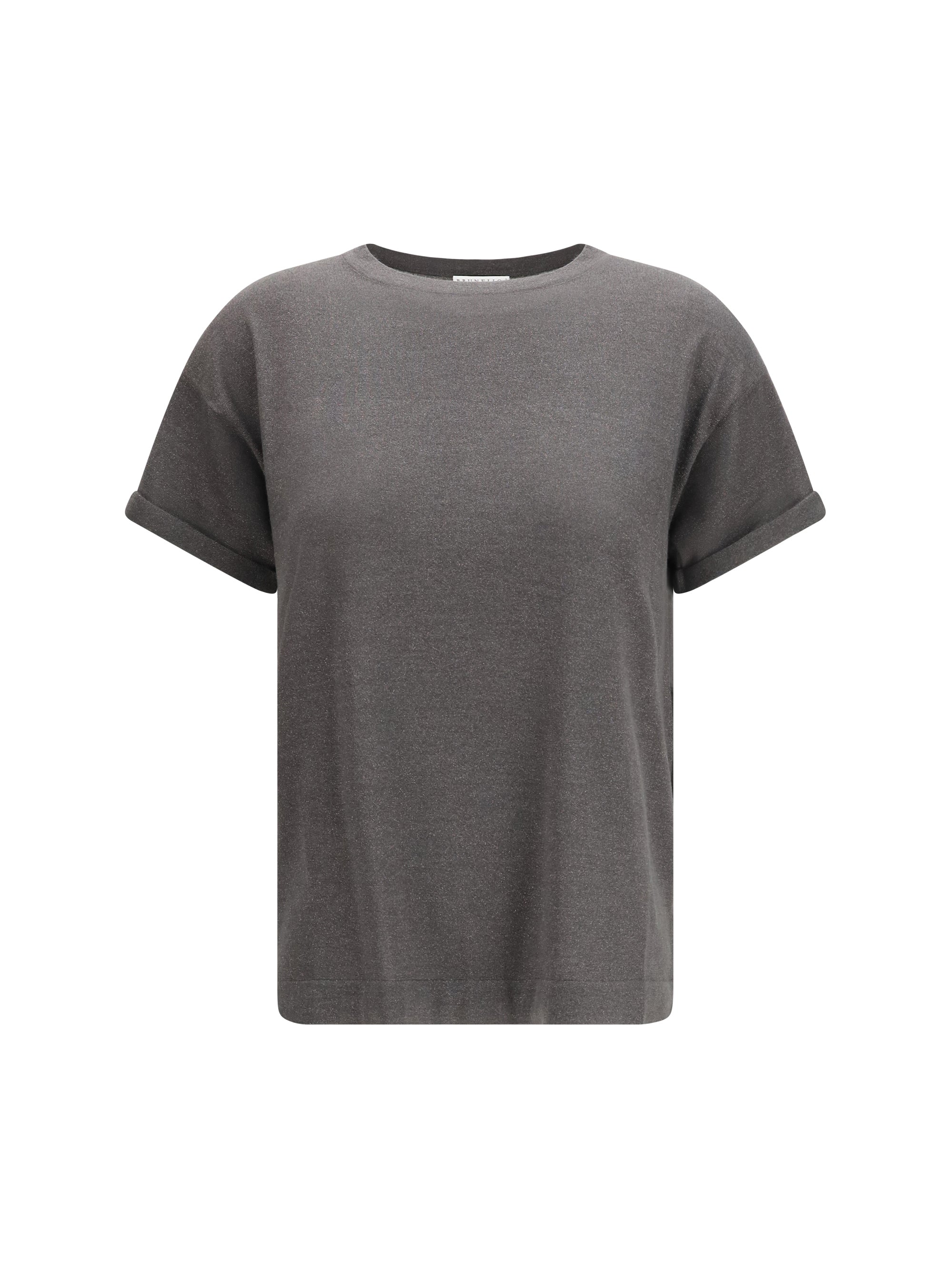 Brunello Cucinelli Cashmere Glitter T-Shirt — Gray