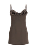 Magda Butrym Ruffle-Trimmed Wool-Blend Dress — Brown