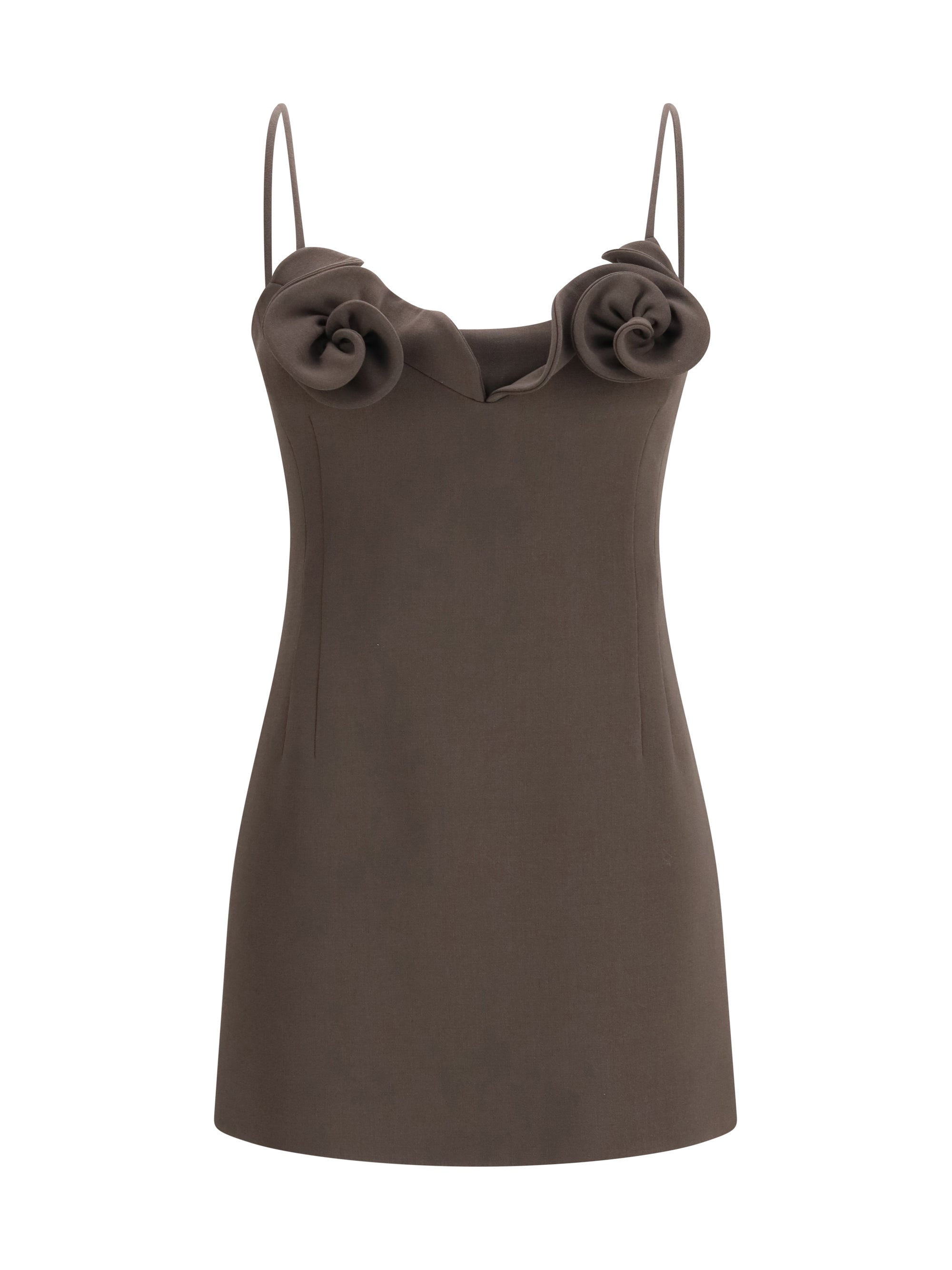 Magda Butrym Ruffle-Trimmed Wool-Blend Dress — Brown