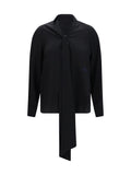 Burberry Silk with Embroidered Logo Blouse — Black