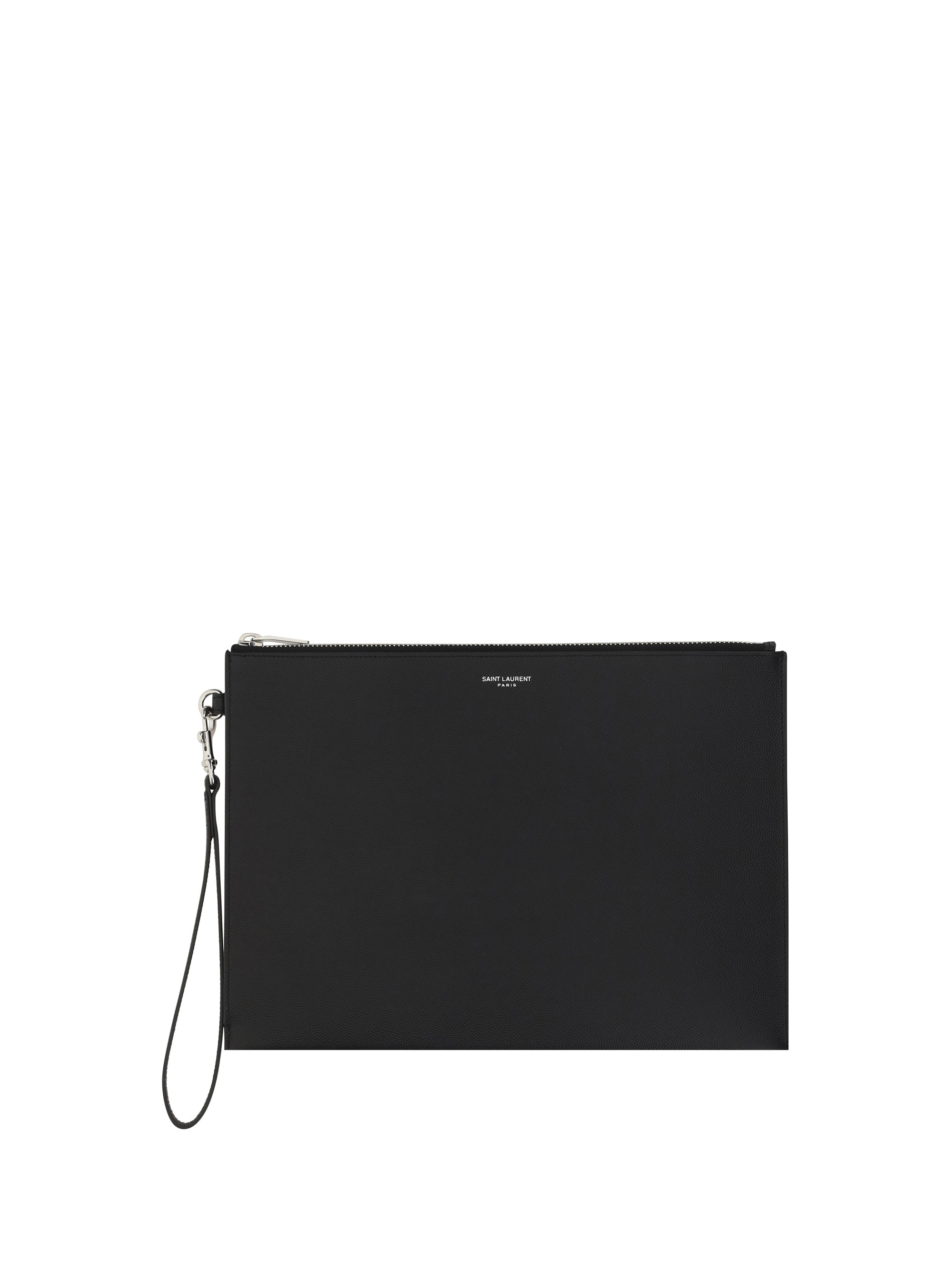 Saint Laurent Leather iPad Holder Clutch — Black