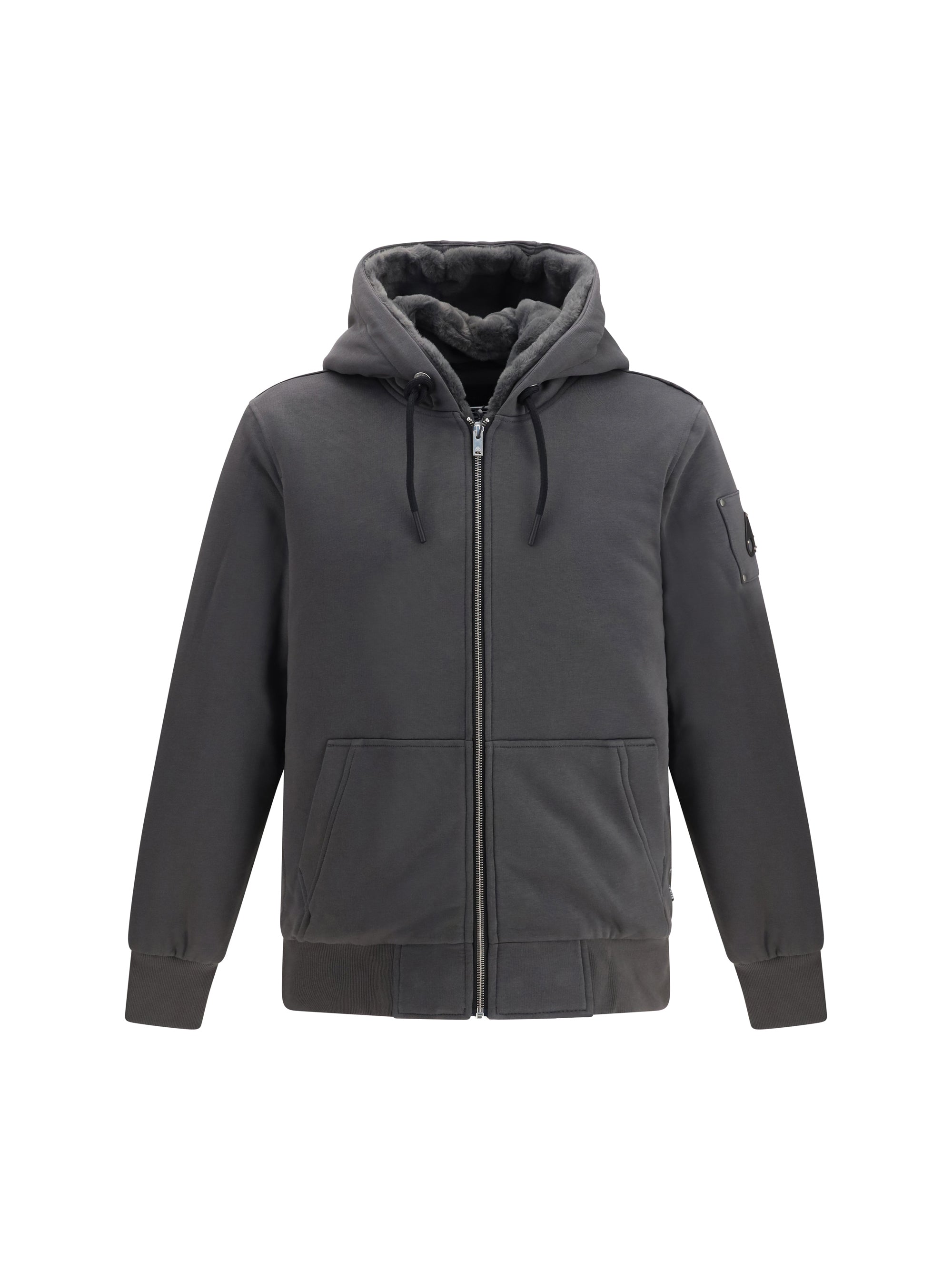 Moose Knuckles Hooded Sweatshirt Jacket — Gray