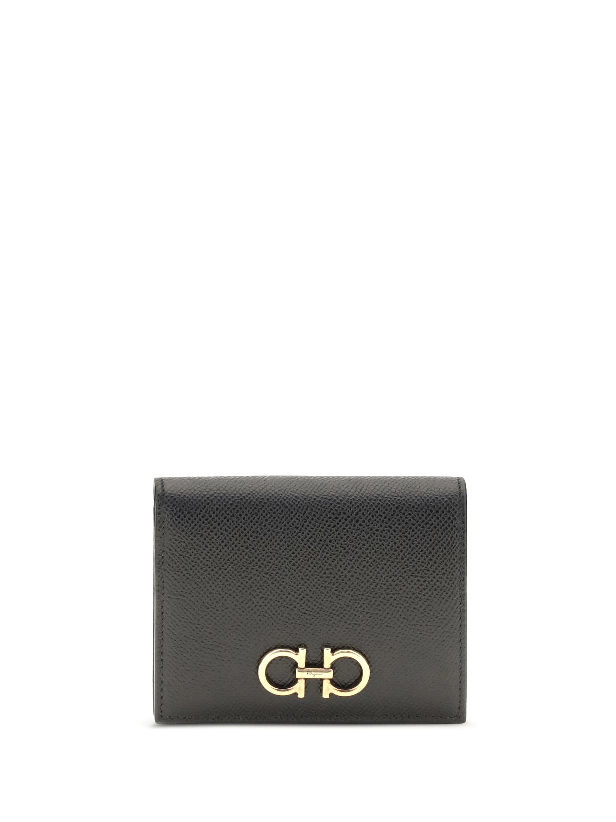 Ferragamo Calfskin with Gancini Logo Wallet — Black