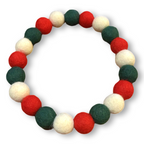 Christmas Pom Pom Dog Collar - Big Balls - Traditional Holly Green