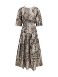 Pinko Animal-Print Cut-Out Dress — Beige