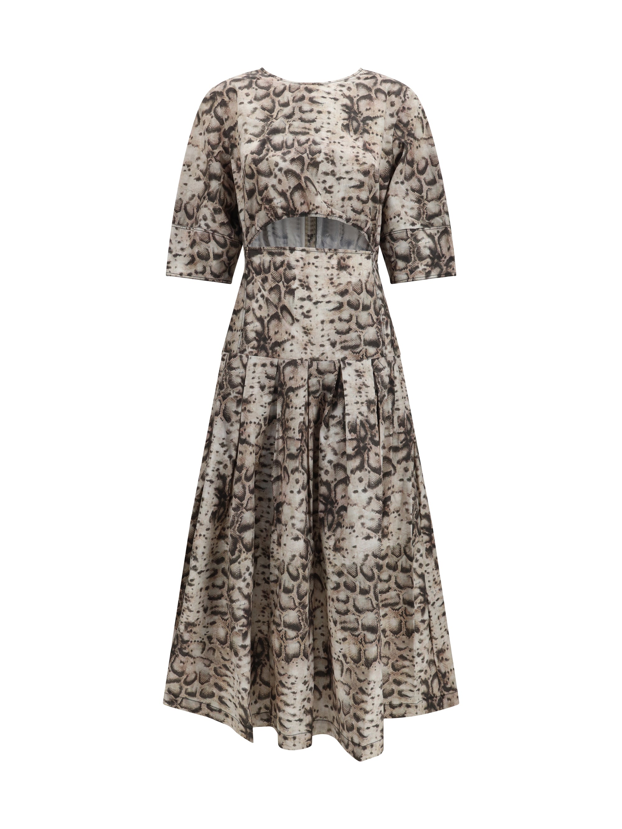 Pinko Animal-Print Cut-Out Dress — Beige