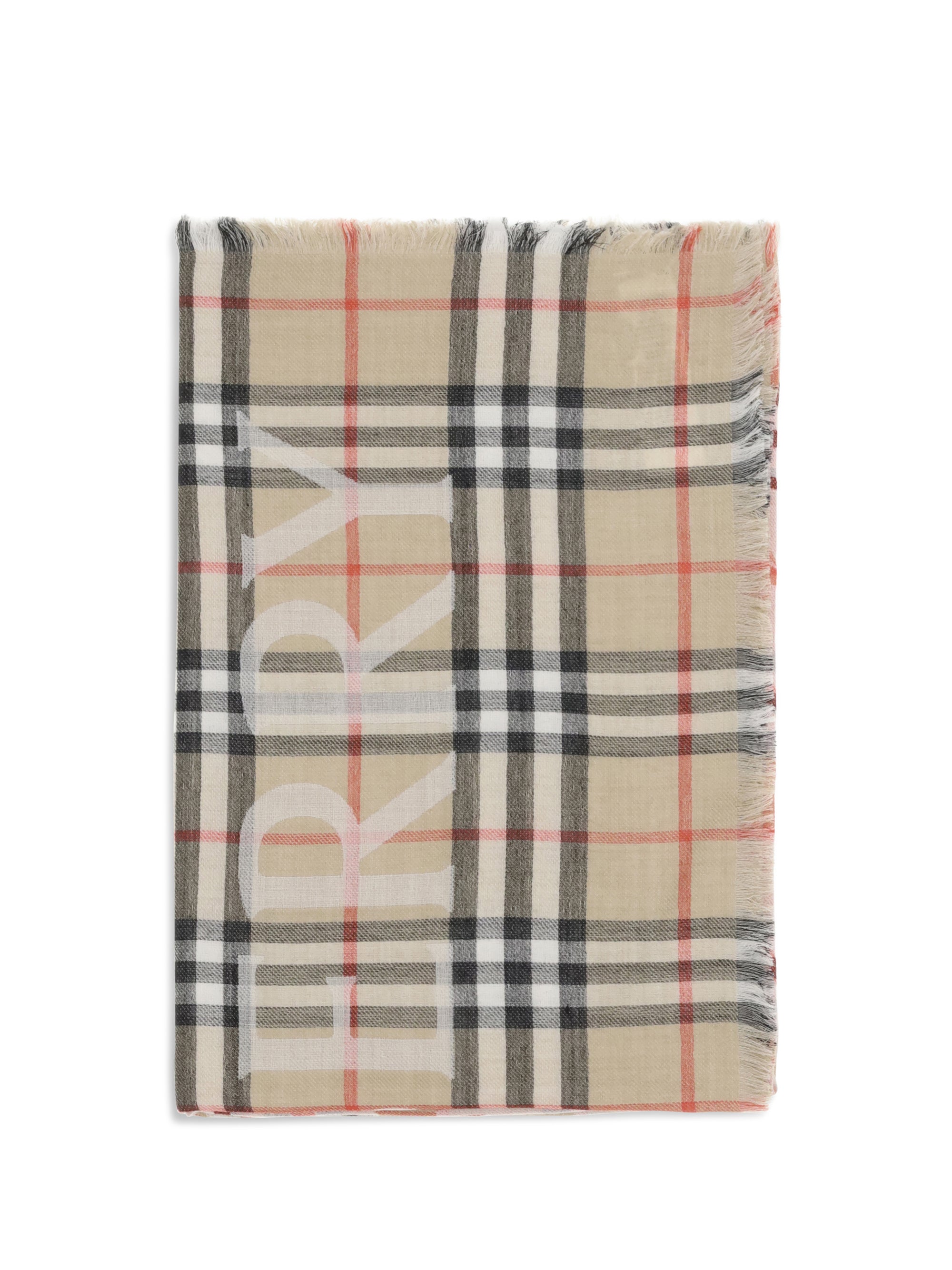 Burberry Check Scarf — Beige