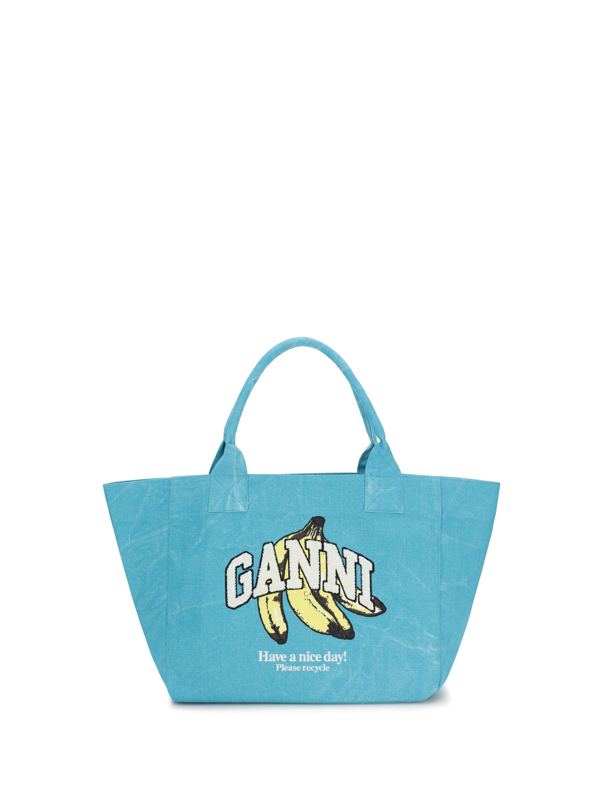 Ganni Banana Print Tote Bag — Blue