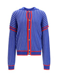 GCDS Pinstripe Cotton Cardigan — Blue