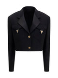 Versace Cropped Wool Blazer — Black