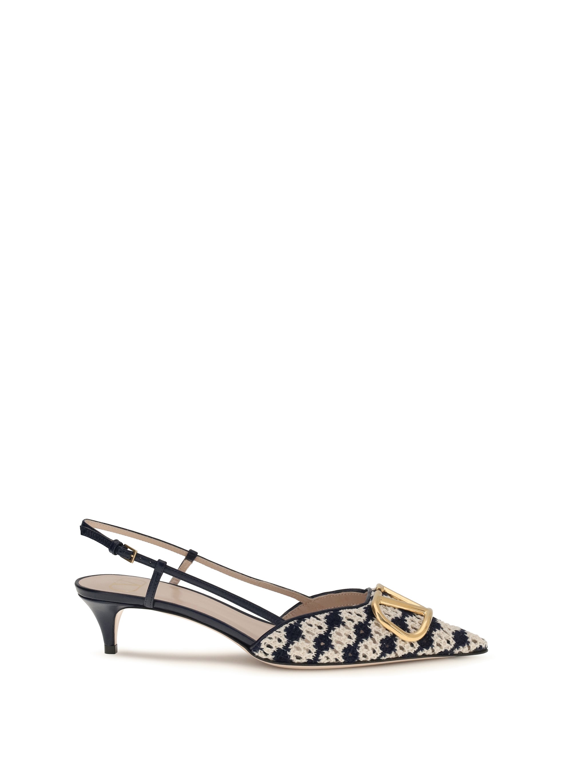 Valentino Garavani Crochet VLogo Signature Slingback Heel — Multicolor