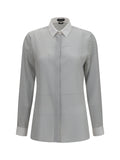 Tom Ford Diamond Print Silk Crêpe De Chine Shirt — Gray