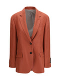 Brunello Cucinelli Single-Breasted Linen Blazer — Orange