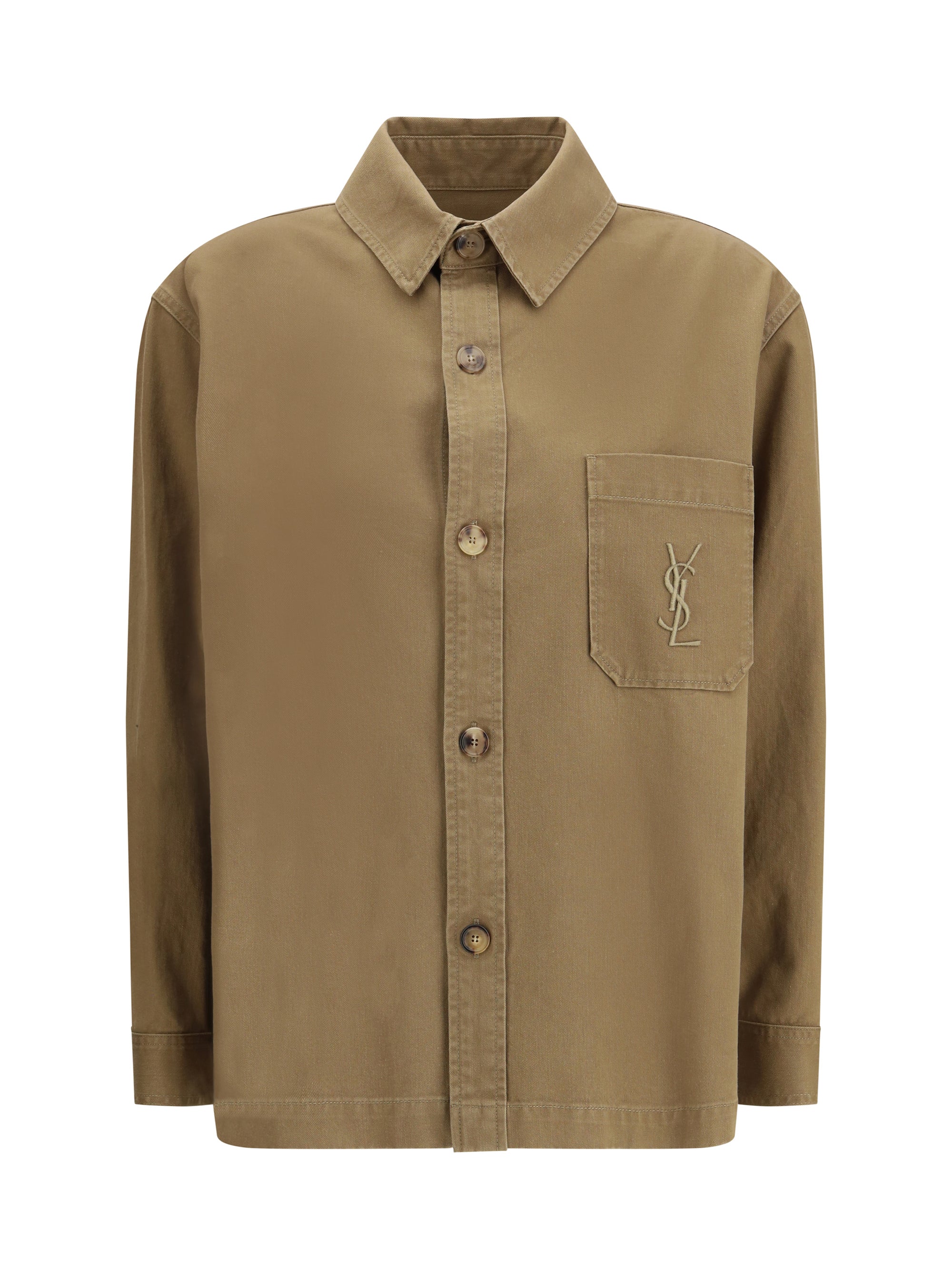 Saint Laurent Cassandre Overshirt — Beige