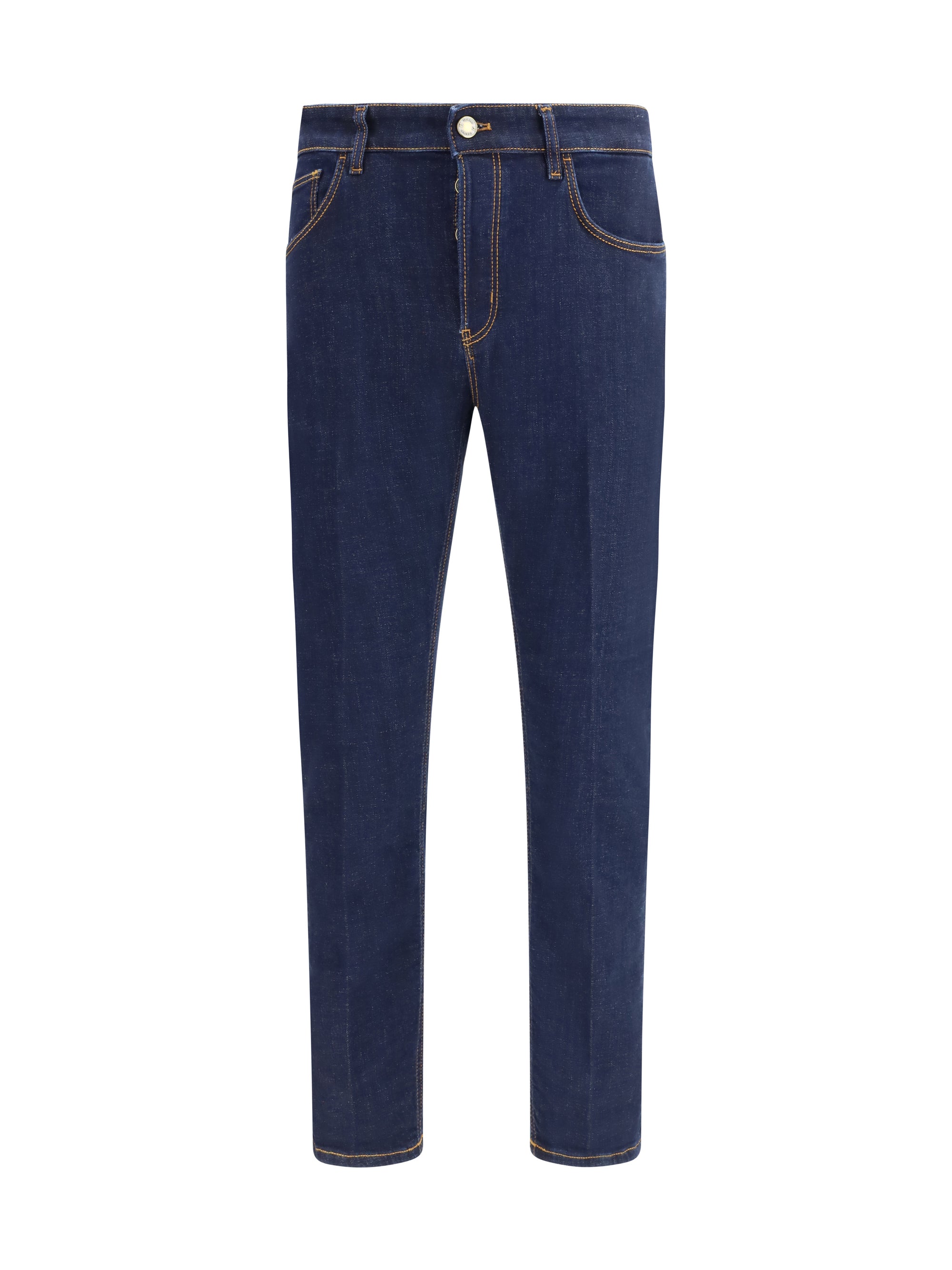 Pt Torino Classic Five-Pocket Cotton Jeans — Navy