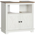 Bathroom Sink Cabinet, Under Sink Storage Cabinet with Double Doors and Shelves, White