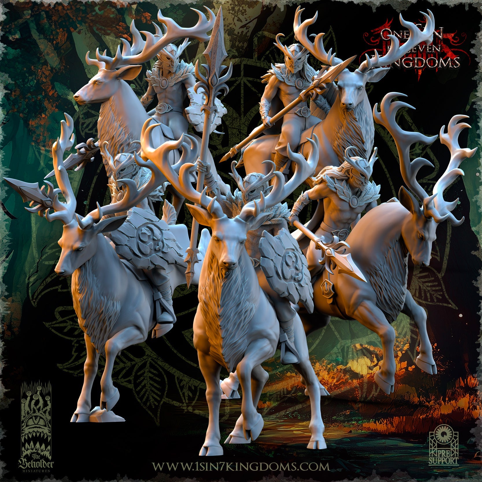 Deepwood Riders with shield, The Beholder Miniatures