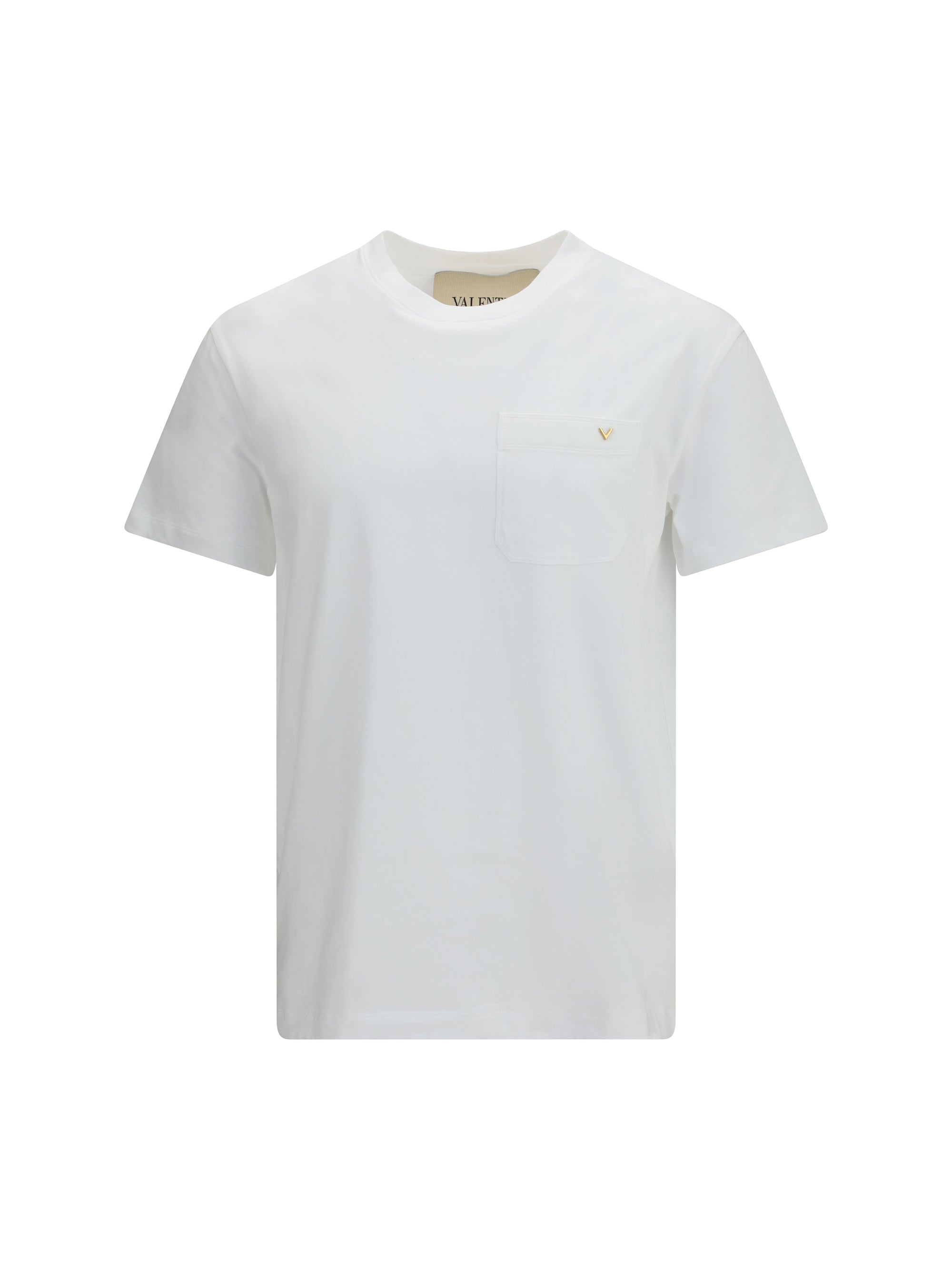 Valentino Cotton with VGold Logo T-Shirt — White