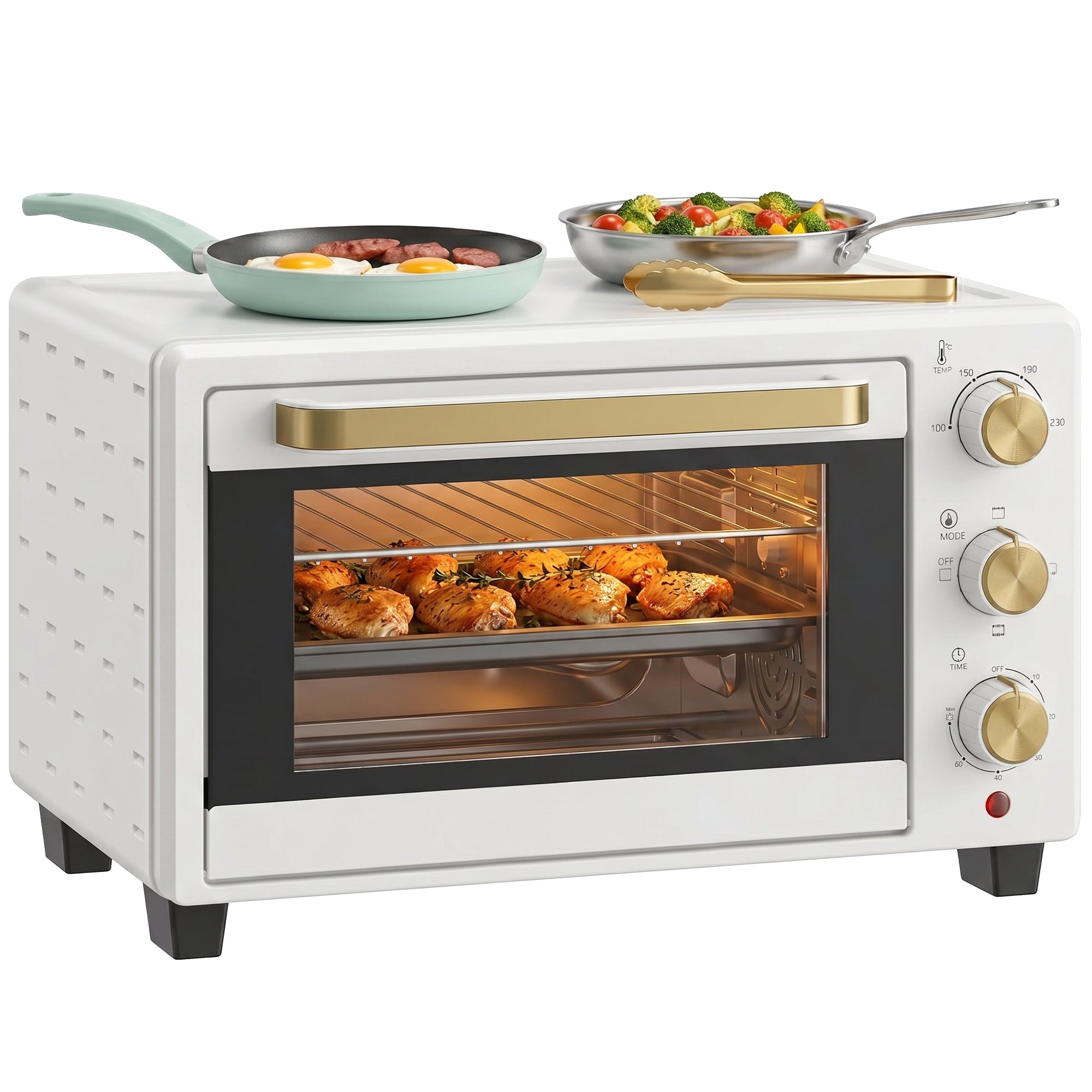 21L Mini Countertop Oven with Adjustable Temperature & Timer, White